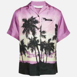 Palm Angels Pink Printed Silk Button Front Shirt XS