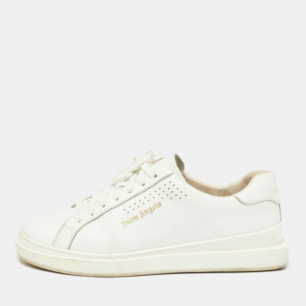luxury-men-palm-angels-used-shoes-p984923-007 Palm Angels White Leather Two Low Top Sneakers Size 45