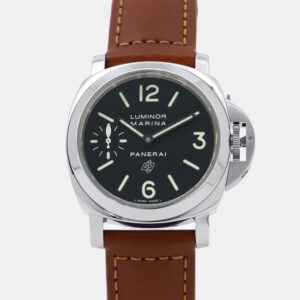 Panerai Black Stainless Steel Luminor Marina PAM00005 Manual Winding Men's Wristwatch 44 mm