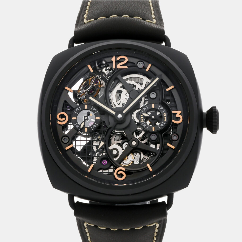 luxury-men-panerai-used-watches-p1154153-004 Panerai Lo Scienziato Radiomir Tourbillon GMT PAM350 Manual Winding Ceramic Black Dial Men's Wristwatch 48mm