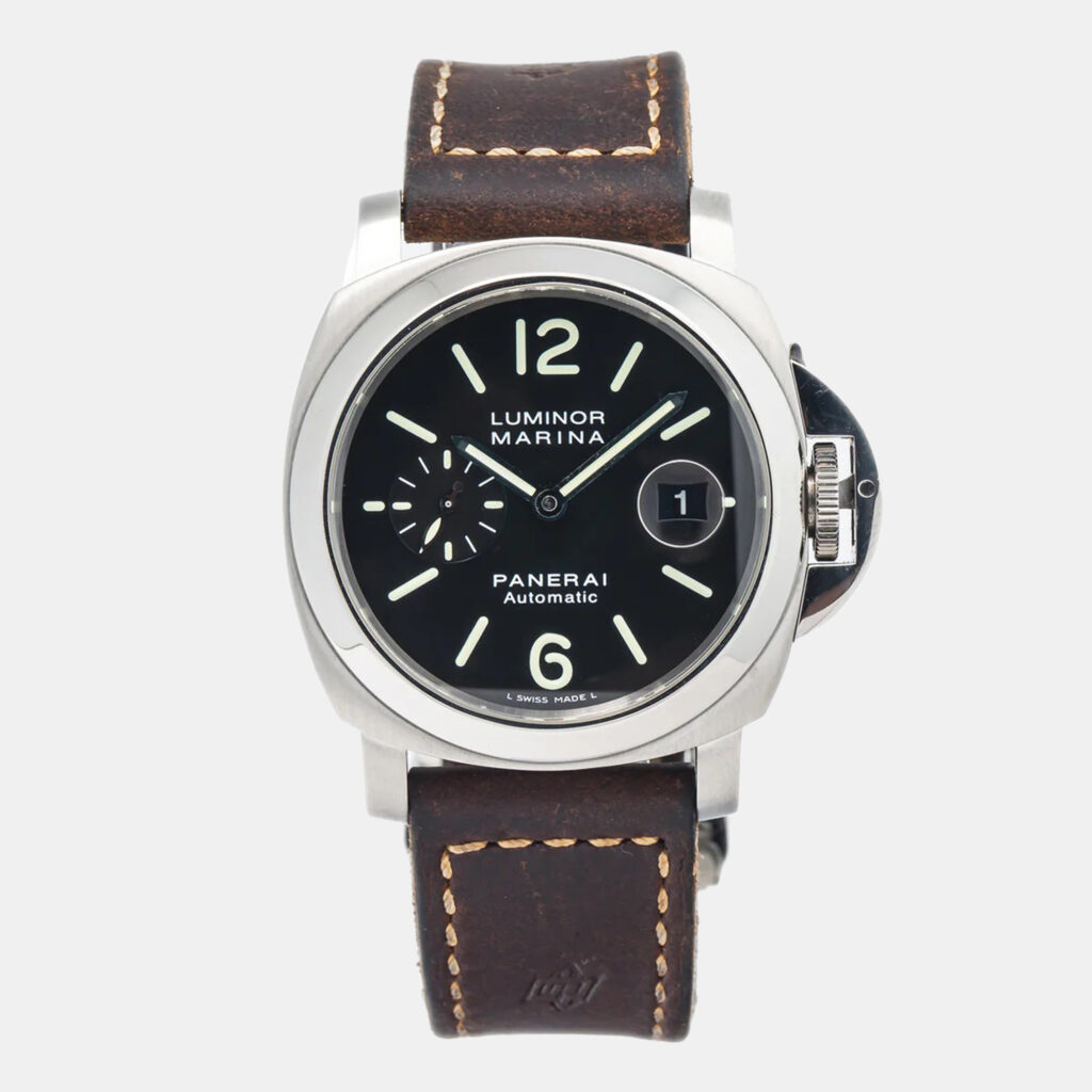 luxury-men-panerai-used-watches-p1166268-004 Panerai Luminor Marina PAM00104 Black Dial Stainless Steel Automatic Men's Wristwatch 44 mm