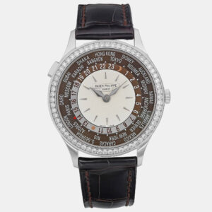 patek philippe opaline 18k white gold world time 7130g-001 automatic women's wristwatch 36 mm