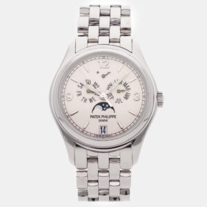 Patek Philippe Complications Annual Calendar Moon Phases 5146/1G-001 Automatic White Gold Cream Dial Men's Wristwatch 39mm