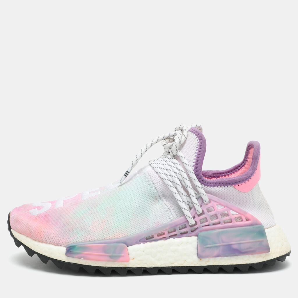 luxury-men-pharrell-williams-used-shoes-p1034414-001 Pharrell Williams x Adidas Multicolor Knit Fabric Hu NMD Low Top Sneakers Size 39 1/3