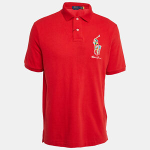 Polo Ralph Lauren Red Embroidered Cotton Pique Classic Fit Polo T-Shirt M