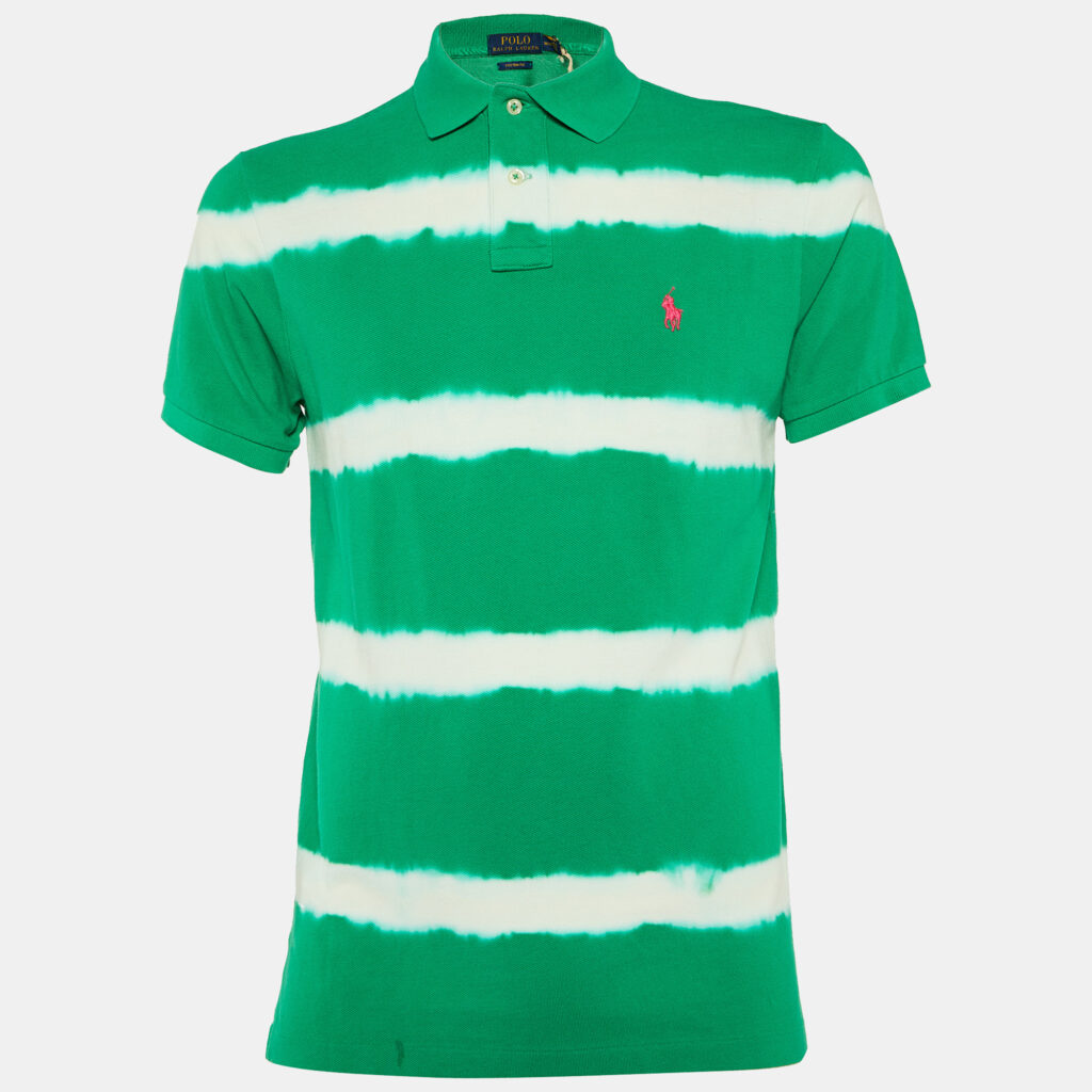 luxury-men-polo-ralph-lauren-new-clothes-p1122026-002 Polo Ralph Lauren Green Tie-Dye Cotton Custom Fit Polo T-Shirt M