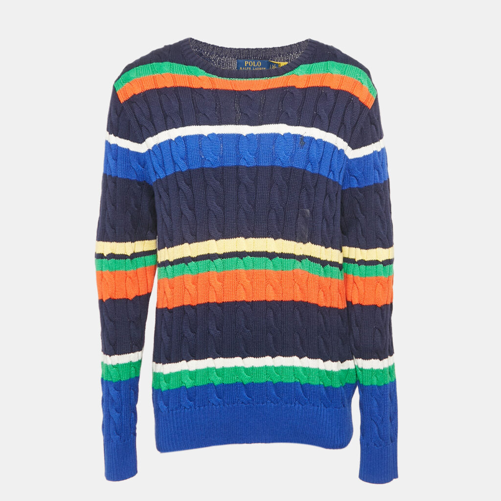 luxury-men-polo-ralph-lauren-new-clothes-p1126915-001 Polo Ralph Lauren Blue Striped Cable Knit Sweater L