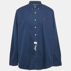 Polo Ralph Lauren Navy Blue Cotton Custom Fit Shirt XXL