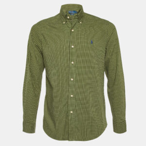 Polo Ralph Lauren Green Checked Cotton Custom Fit Button Down Shirt S