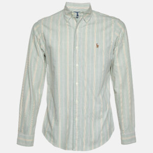 Polo Ralph Lauren Light Green Striped Cotton Button Down Shirt S