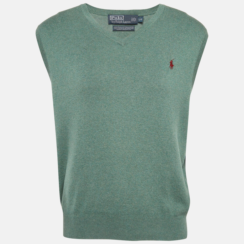luxury-men-polo-ralph-lauren-used-clothes-p1034549-001 Polo Ralph Lauren Green Cotton Knit Sleeveless T-Shirt L