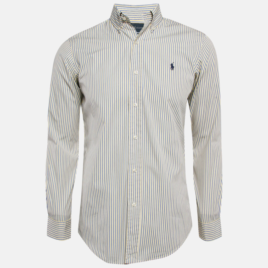 Polo Ralph Lauren Yellow/Blue Striped Cotton Custom Fit Shirt S