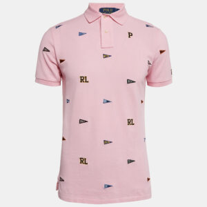 Polo Ralph Lauren Pink Embroidered Cotton Polo T-Shirt M