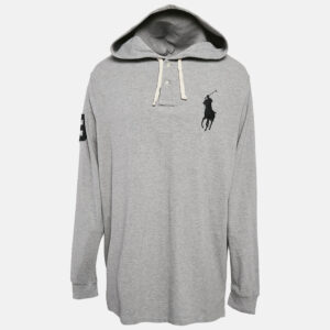 Polo Ralph Lauren Grey Logo Embroidery Cotton Knit Hoodie XXL
