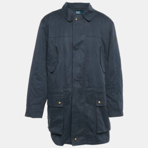 Polo Ralph Lauren Vintage Navy Blue Cotton Zip-Up Utility Jacket L
