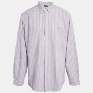 Polo Ralph Lauren Purple Stripe Cotton Button Down Shirt XXL