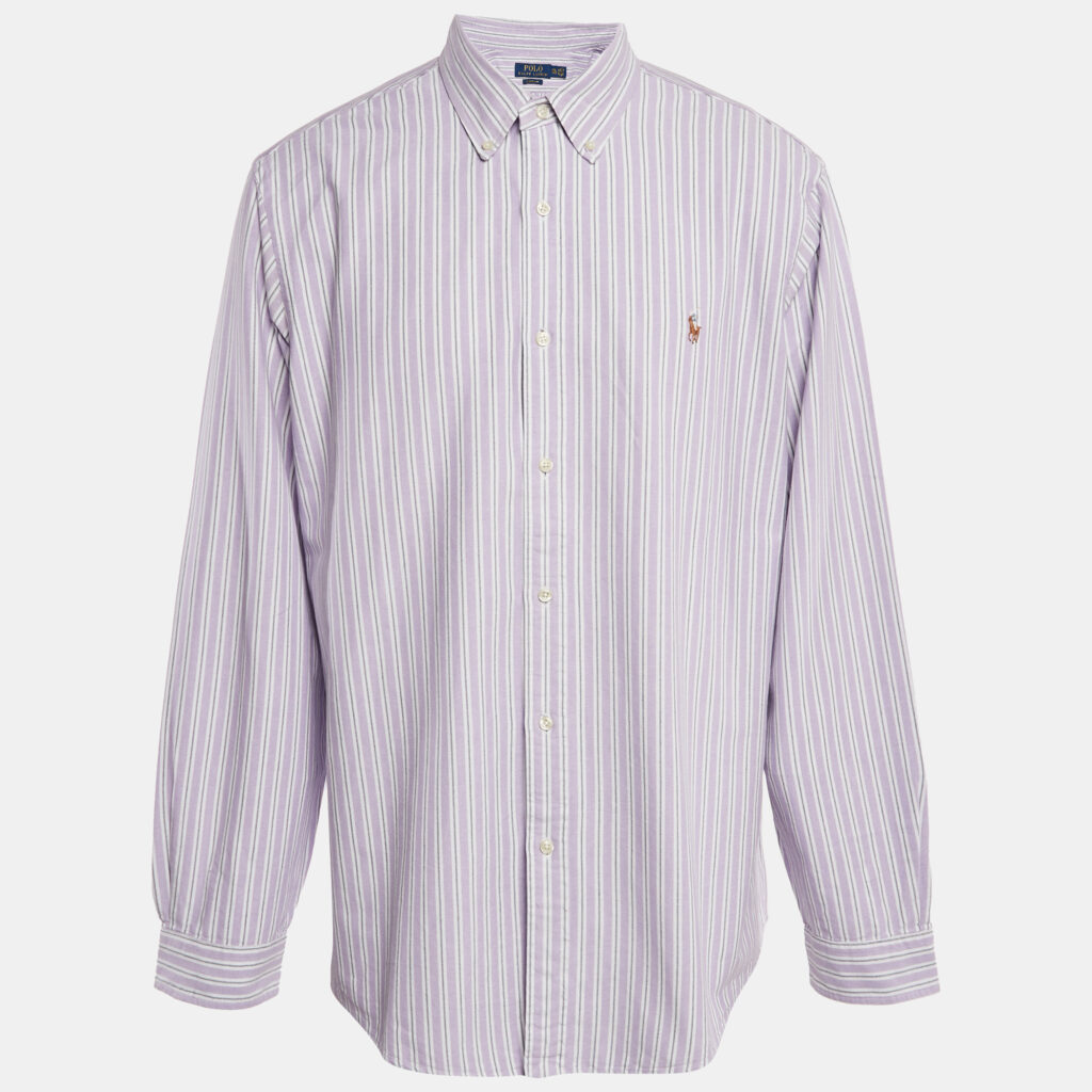 luxury-men-polo-ralph-lauren-used-clothes-p1099956-005 Polo Ralph Lauren Purple Stripe Cotton Button Down Shirt XXL