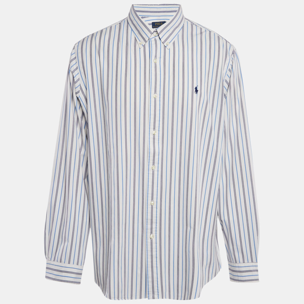 Polo Ralph Lauren White Stripe Cotton Classic Fit Shirt XXL