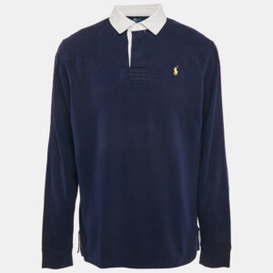 Polo Ralph Lauren Navy Blue Cotton Long Sleeve Polo T-Shirt XL