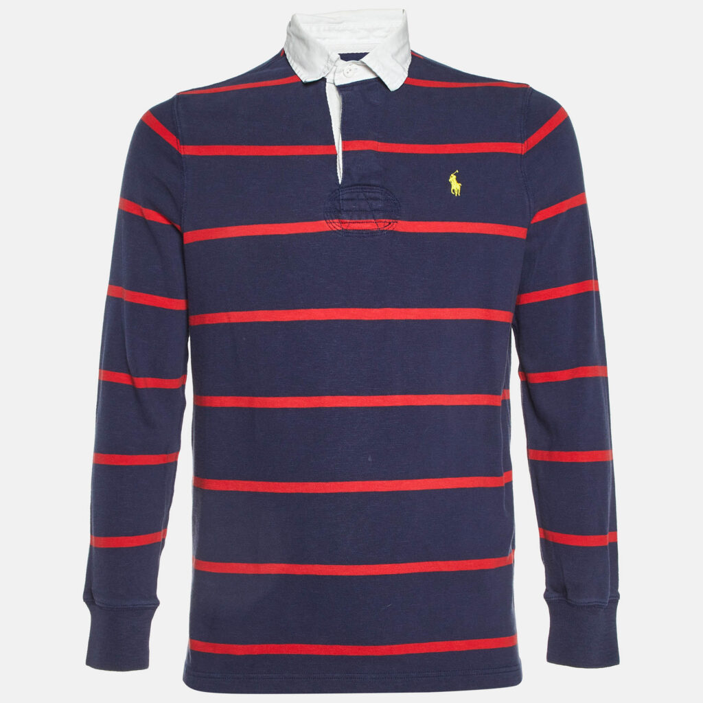 luxury-men-polo-ralph-lauren-used-clothes-p1107119-001 Polo Ralph Lauren Navy Blue Striped Cotton Polo T-Shirt M