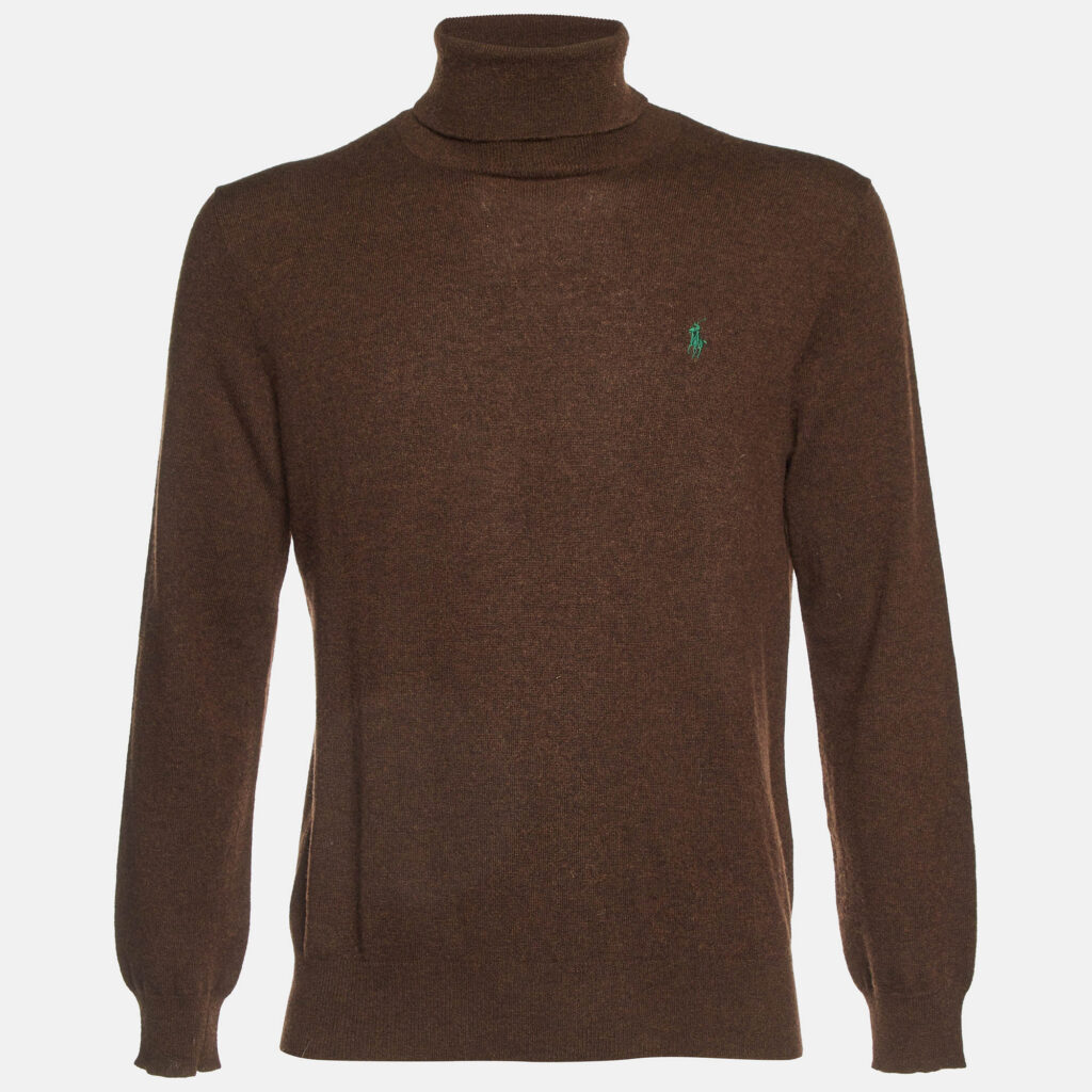 luxury-men-polo-ralph-lauren-used-clothes-p1107147-002 Polo Ralph Lauren Brown Merino Wool Turtle Neck Sweater M