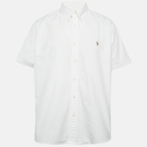 Polo Ralph Lauren White Cotton Half Sleeve Button Down Shirt XXL