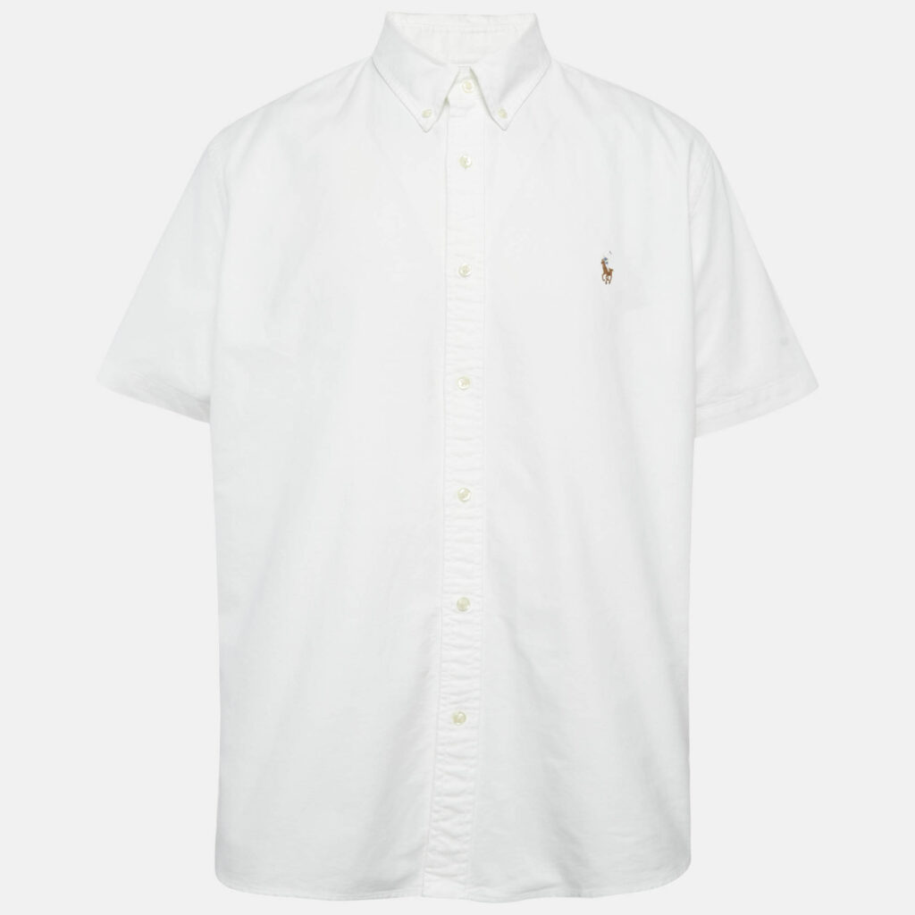luxury-men-polo-ralph-lauren-used-clothes-p1107881-001 Polo Ralph Lauren White Cotton Half Sleeve Button Down Shirt XXL