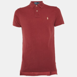 Polo Ralph Lauren Maroon Cotton Custom Fit Polo T-Shirt M