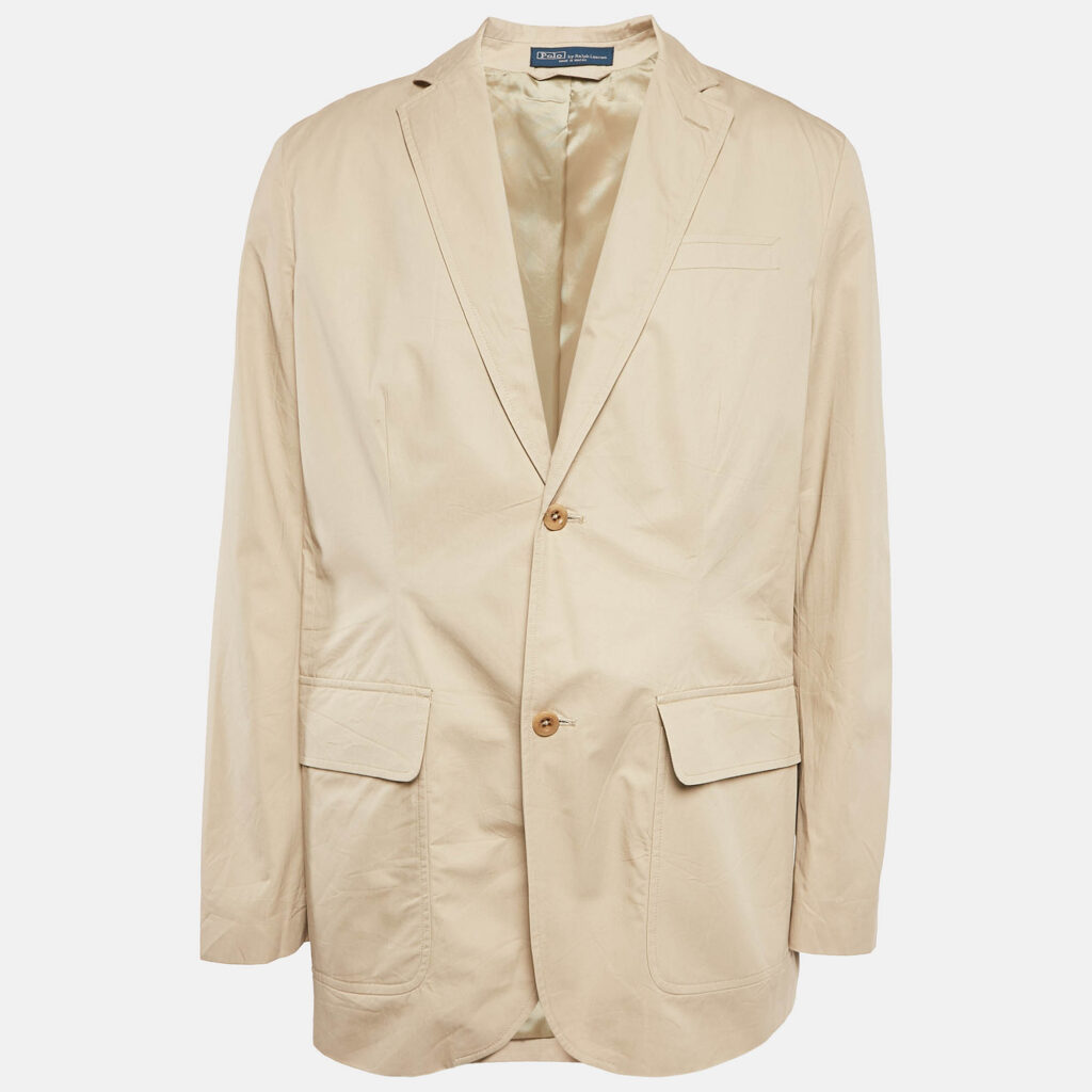 luxury-men-polo-ralph-lauren-used-clothes-p1110893-006 Polo Ralph Lauren Beige Cotton Single Breasted Blazer M