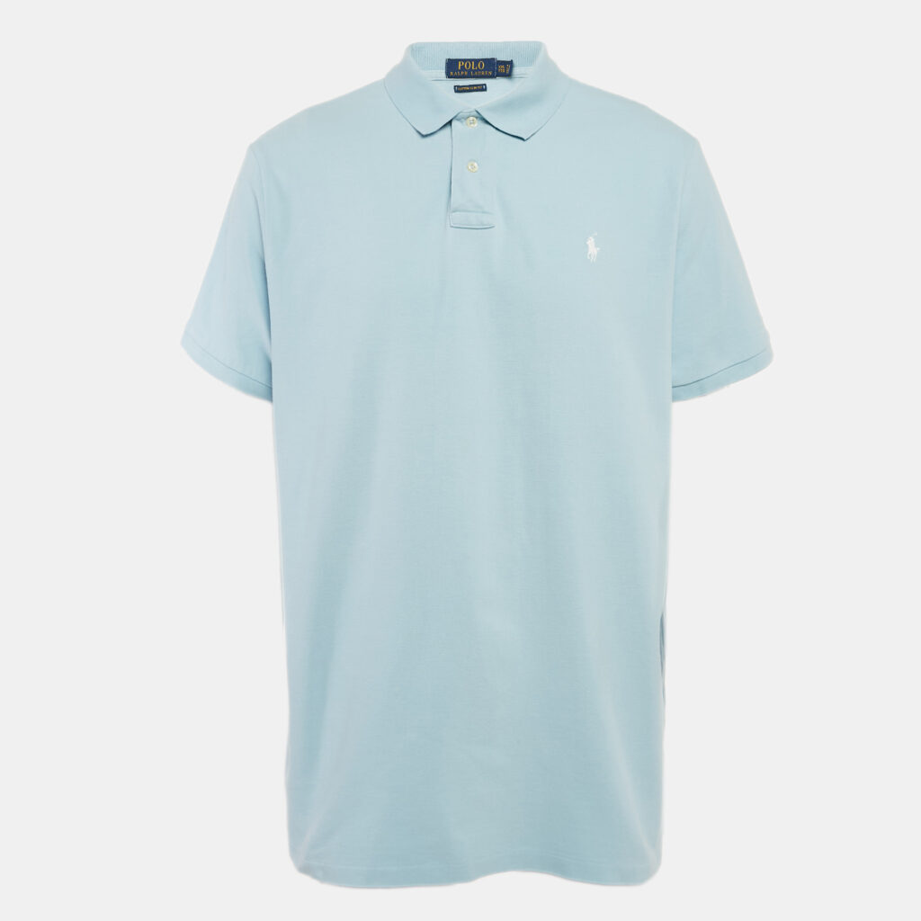Polo Ralph Lauren Blue Logo Embroidered Cotton Pique Knit Polo T-Shirt XXL