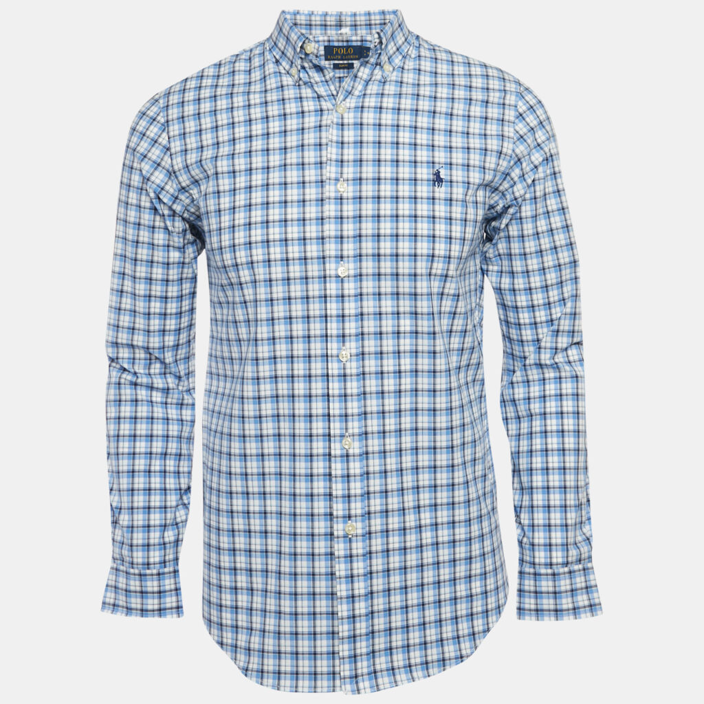 luxury-men-polo-ralph-lauren-used-clothes-p1115522-003 Polo Ralph Lauren Blue Check Stretch Cotton Shirt S