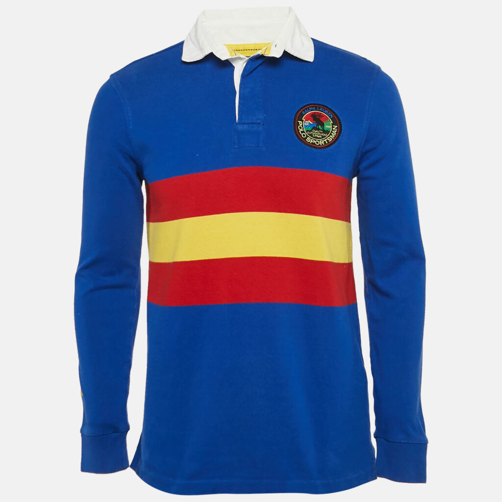 luxury-men-polo-ralph-lauren-used-clothes-p1124617-001 Polo Ralph Lauren Blue Cotton Applique Detail Polo T-Shirt S