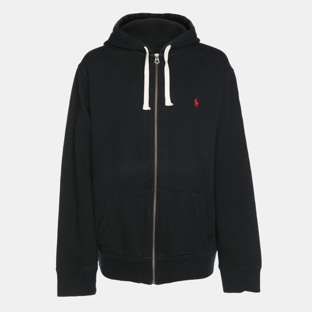luxury-men-polo-ralph-lauren-used-clothes-p1129301-001 Polo Ralph Lauren Dark Grey Cotton Knit Zip Hoodie XXL