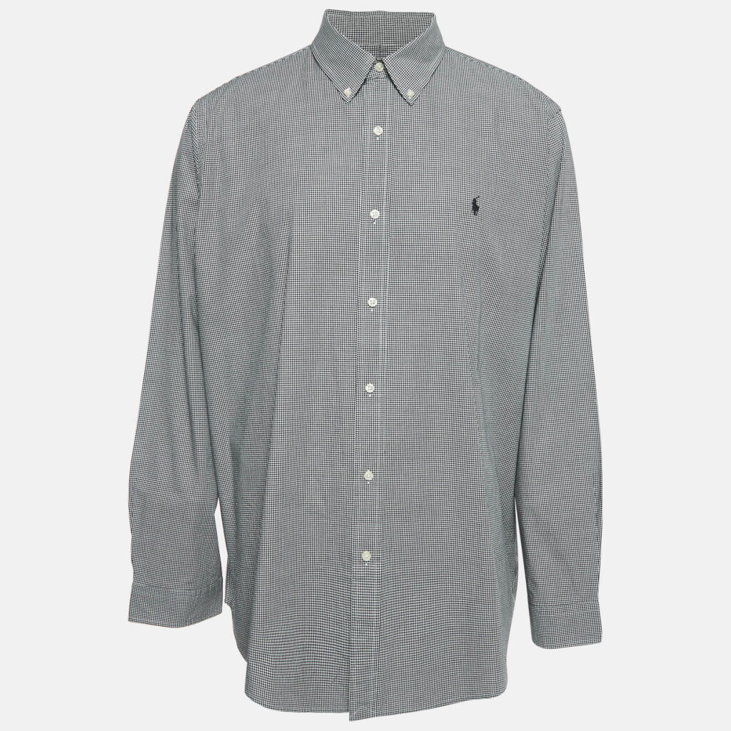luxury-men-polo-ralph-lauren-used-clothes-p1142195-002 Polo Ralph Lauren Black/White Checks Cotton Classic Fit Shirt XXL