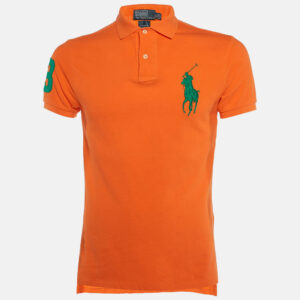 Polo Ralph Lauren Orange Cotton Custom Fit Polo T-Shirt S