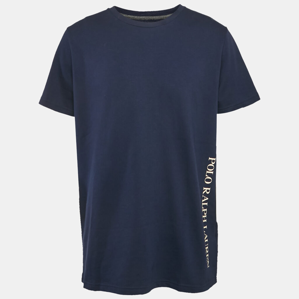 luxury-men-polo-ralph-lauren-used-clothes-p1168369-005 Polo Ralph Lauren Blue Logo Print Jersey Crewneck T-Shirt XXL