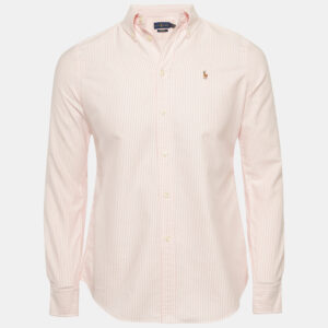 Ralph Lauren Pink Striped Cotton Button Down Custom Fit Shirt M