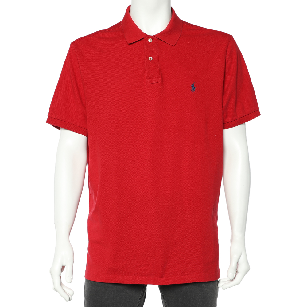 luxury-men-polo-ralph-lauren-used-clothes-p605945-004-1 Polo Ralph Lauren Red Cotton Pique Polo T-Shirt XXL