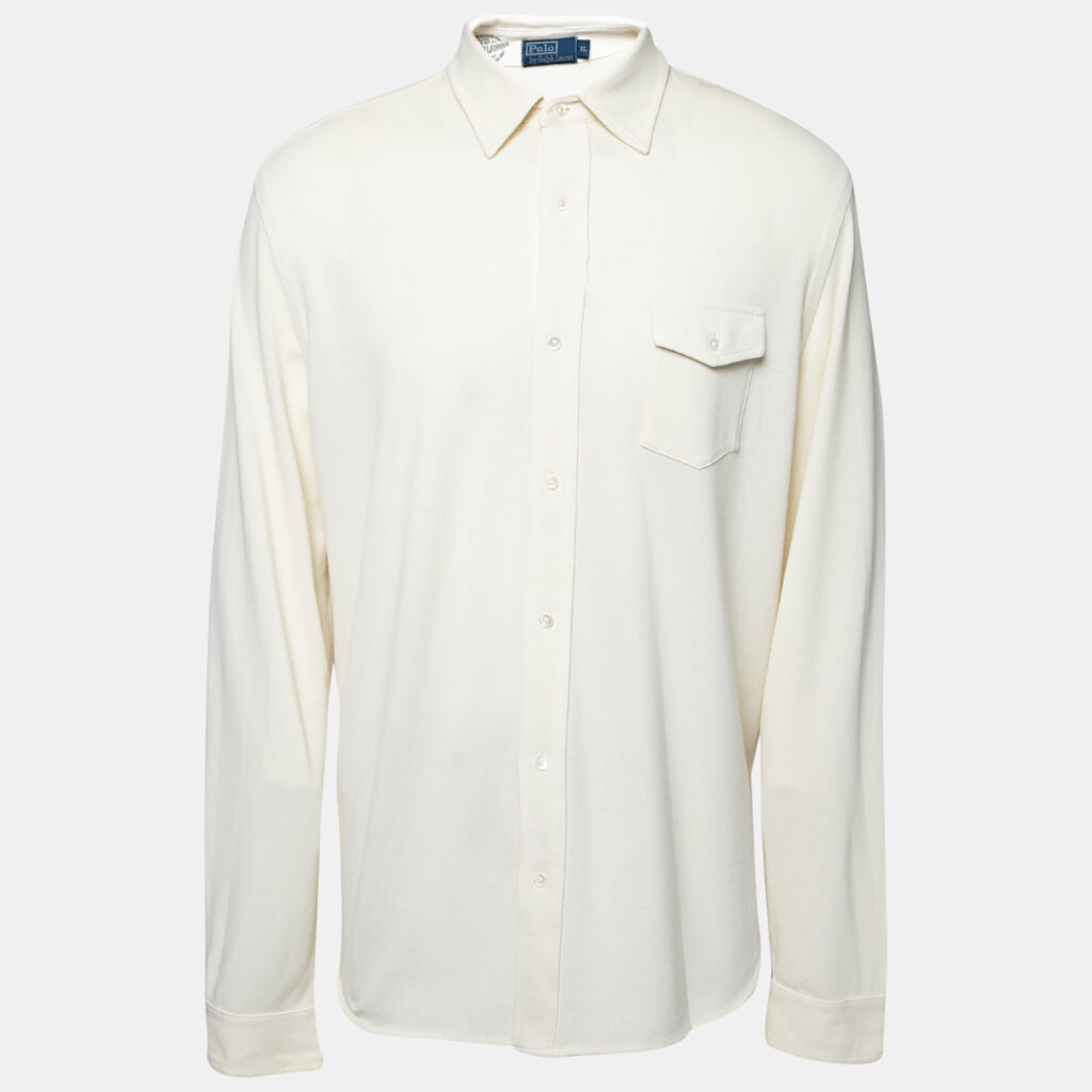 luxury-men-polo-ralph-lauren-used-clothes-p654731-002-1 Polo Ralph Lauren Cream Cotton Long Sleeve Shirt XL