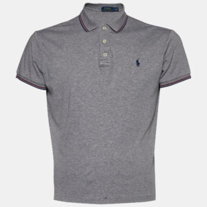 Polo Ralph Lauren Grey Cotton Logo Embroidered Polo T-Shirt M