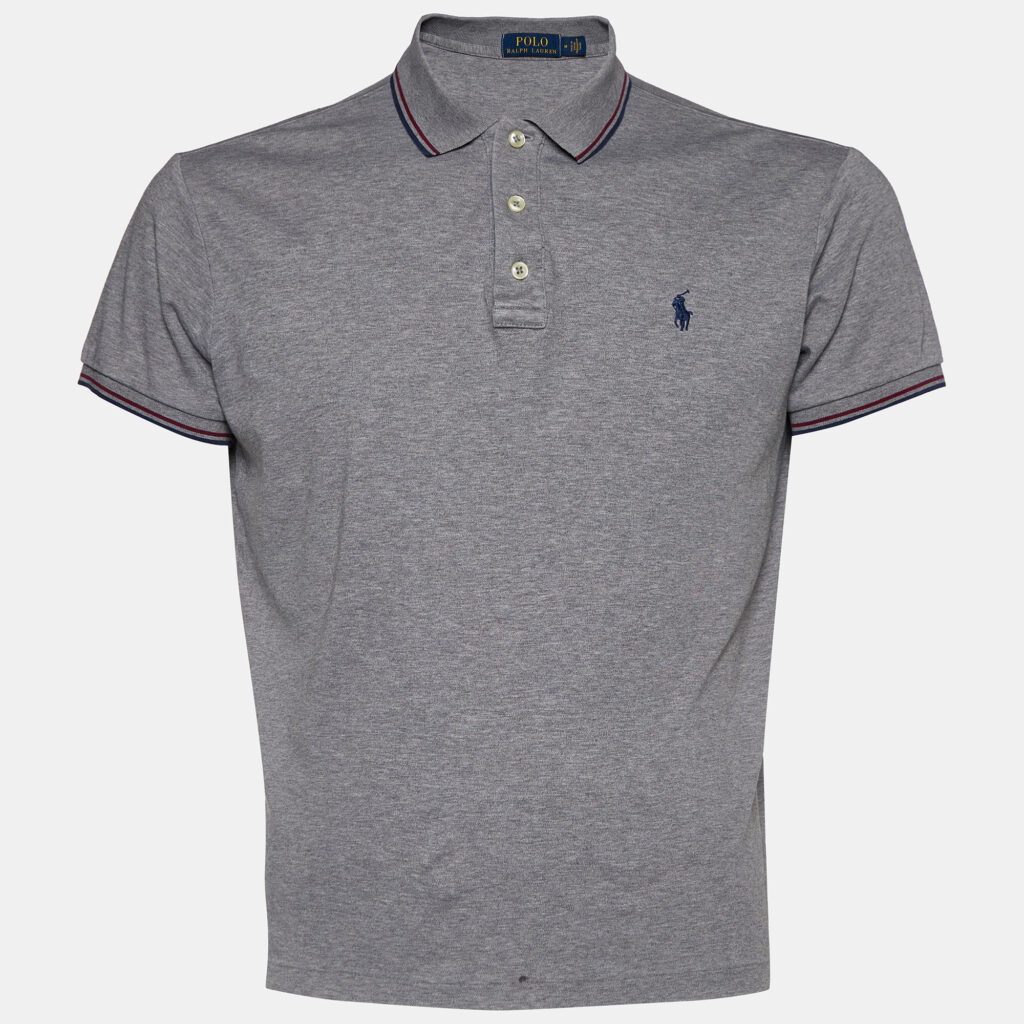 luxury-men-polo-ralph-lauren-used-clothes-p717468-006 Polo Ralph Lauren Grey Cotton Logo Embroidered Polo T-Shirt M