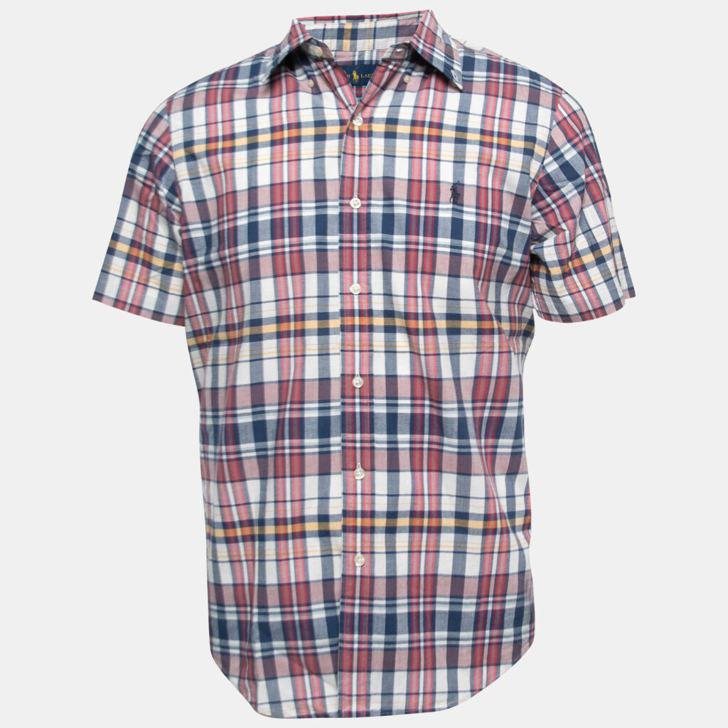 luxury-men-polo-ralph-lauren-used-clothes-p810794-002 Polo Ralph Lauren Multicolor Plaided Cotton Half Sleeve Shirt M
