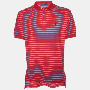 Polo by Ralph Lauren Red Striped Cotton Polo T-Shirt M