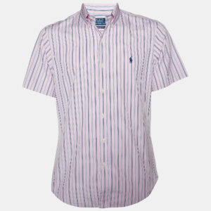 Polo by Ralph Lauren Pink Striped Cotton Half Sleeve Shirt M