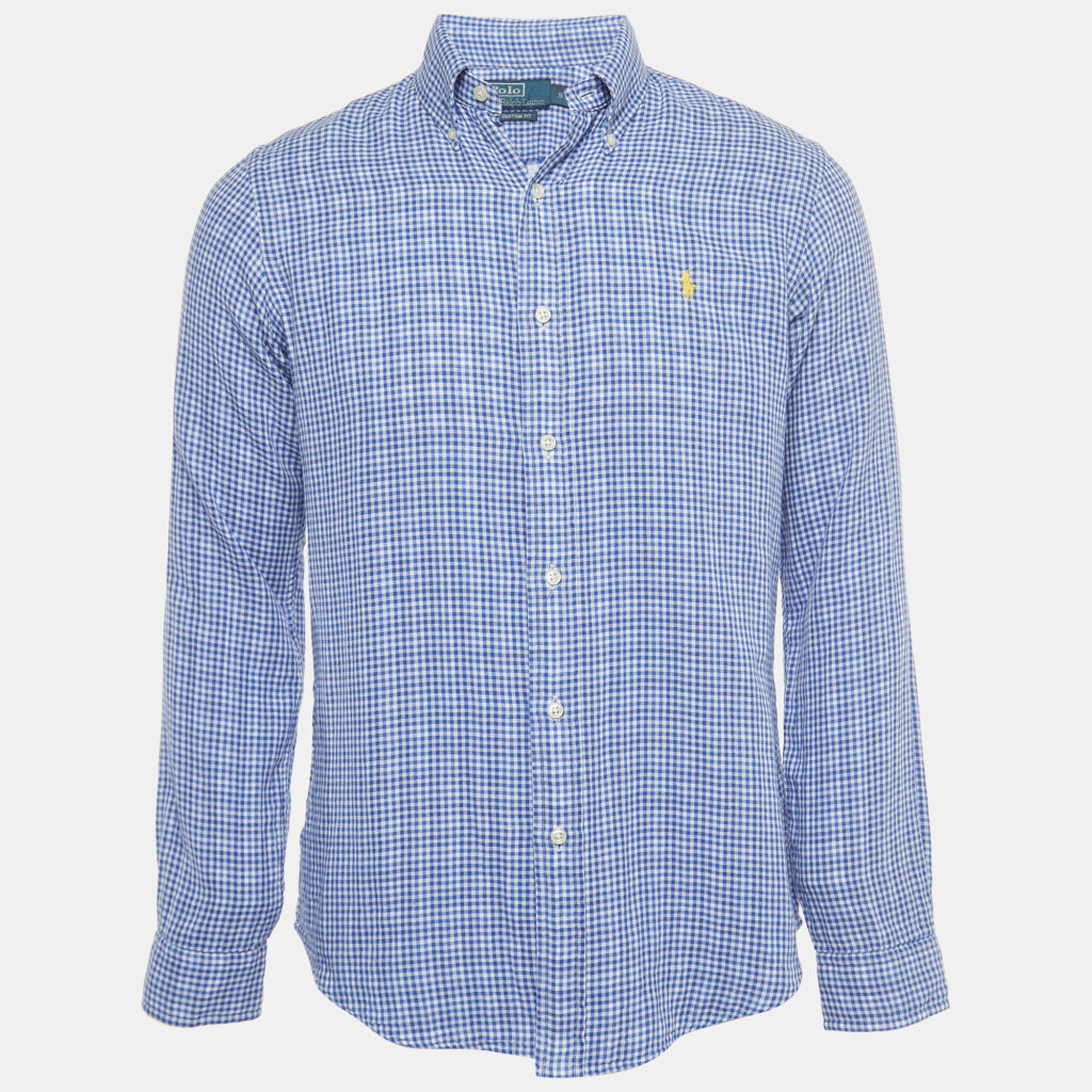 luxury-men-polo-ralph-lauren-used-clothes-p915104-001 Polo Ralph Lauren Blue Checked Cotton Button Front Shirt S