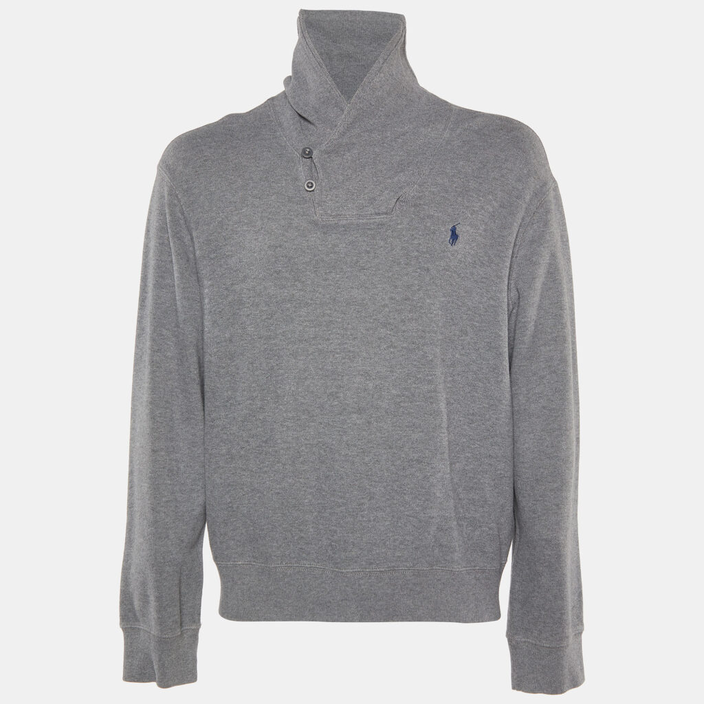 luxury-men-polo-ralph-lauren-used-clothes-p916138-001 Polo Ralph Lauren Grey Cotton Knit Sweater XL