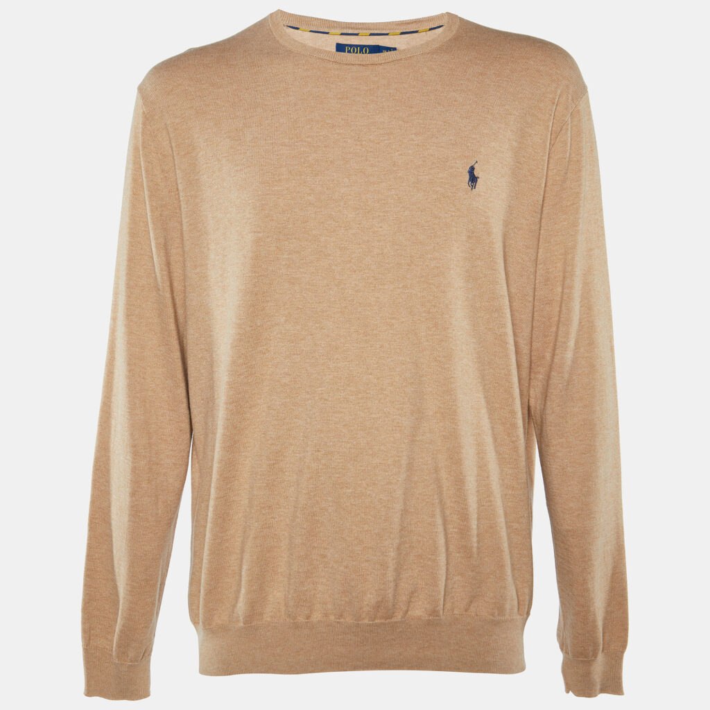 luxury-men-polo-ralph-lauren-used-clothes-p916140-001 Polo Ralph Lauren Beige Cotton Knit Long Sleeve Jumper 2XL