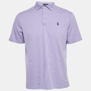 Polo Ralph Lauren Purple Striped Cotton Polo Classic Fit T-Shirt M