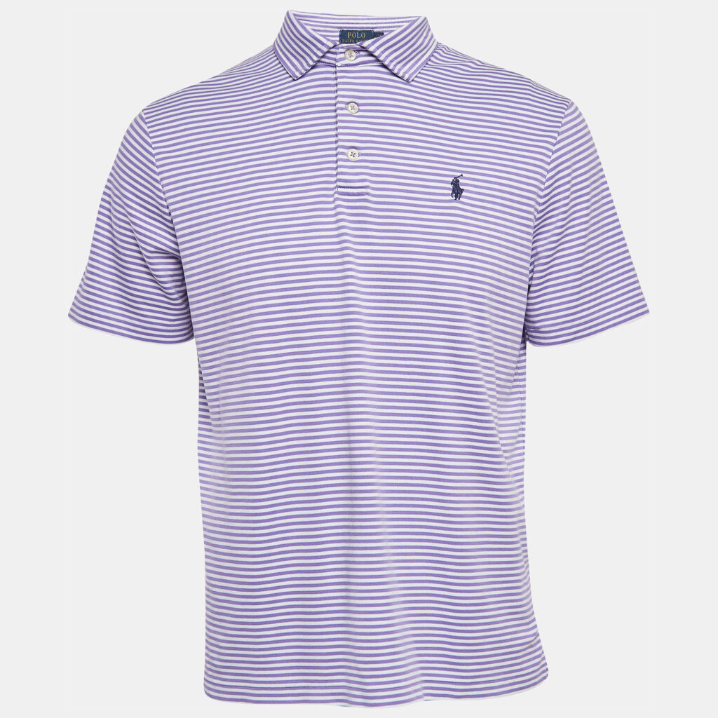 luxury-men-polo-ralph-lauren-used-clothes-p936156-002 Polo Ralph Lauren Purple Striped Cotton Polo Classic Fit T-Shirt M