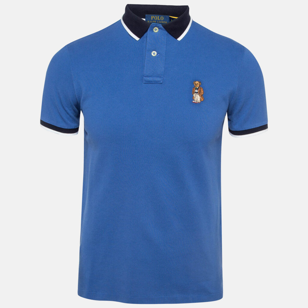 Polo Ralph Lauren Blue Embroidered Cotton Polo T-Shirt S